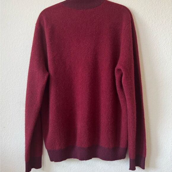 Saks 5th Avenue 100% Cashmere 1/4 Zip Pullover Sweater Men’s XL Burgundy Preppy - Picture 4 of 6